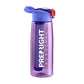 Survival – 4-Stage Water Filter Bottle, BPA-Free 22oz Camping Water Bottle with Built-In Compass, Travel and Emergency Preparedness Gear, Purple
