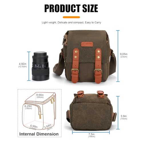 Compact Camera Bag Case Canvas Leather Trim Compatible for Nikon