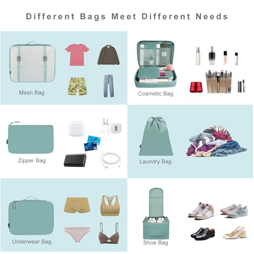 8 Set Packing Cubes Luggage Packing Organizers for Travel Accessories (8 Count)