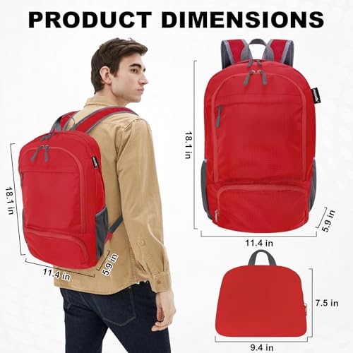20L Lightweight Packable Hiking Daypack Foldable Backpack for Men Women Small Travel Outdoor Foldable Shoulder Bag