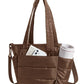 Lunch Bag Women Small Insulated Tote with Lunch Compartment Quilted Lightweight Puffy Tote Bag for Work (Coffee Brown)