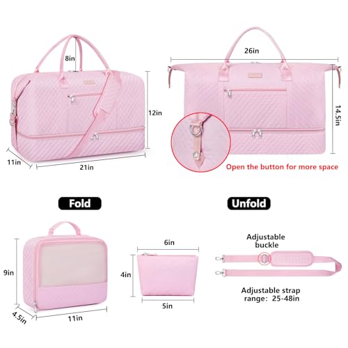 Weekender Bag for Women 21.5" Travel Duffel Large Carry On Bag 3PCS (3 Count)