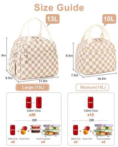 Lunch Bag for Women Cute Corduroy Lunch Tote Bags with Shoulder Strap Reusable Insulated Lunch Box Large Capacity Reusable Insulated Cooler for Work Picnic or Travel