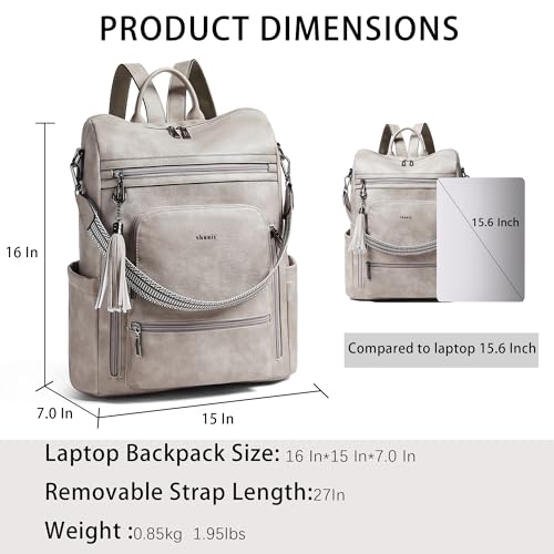 Vegan Leather Laptop Backpack for Women 15.6 inch Work Backpack Fashion Travel Backpack Purse for Business College