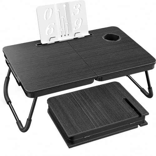 23.4" Foldable Lap Desk Bed Table with Reading Stand Portable Tray