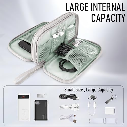 PU Leather Cable Organizer Double Layer Travel Pouch