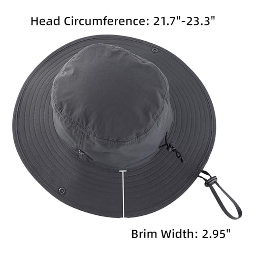 Men's Cowboy Sun Hat Wide Brim Fishing Hiking Camping Gardening Hat UV Protection Outdoor Summer Sun Hat Dark Grey