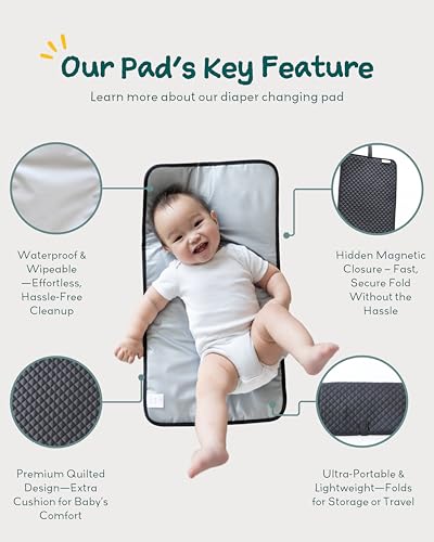 Diaper Changing Pad Portable with Magnetic Latches