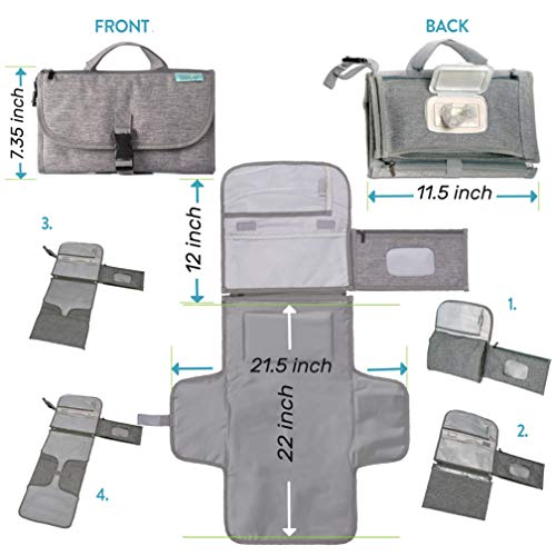 Portable Diaper Changing Pad with Wipes Pocket