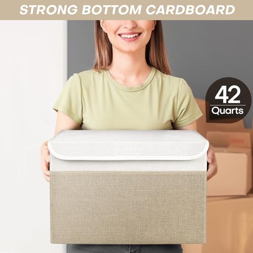 Large 42 Quarts Fabric Storage Bins with Lids [2
