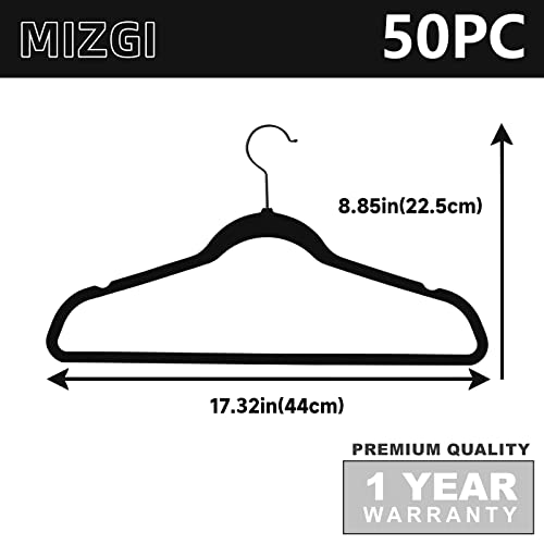 Black Velvet Hangers 50 Pack Non Slip Heavy Duty Black Hooks (50 Count)