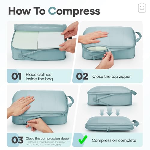 11 Set Compression Packing Cubes Garment Bags for Travel Essentials (11 Count)