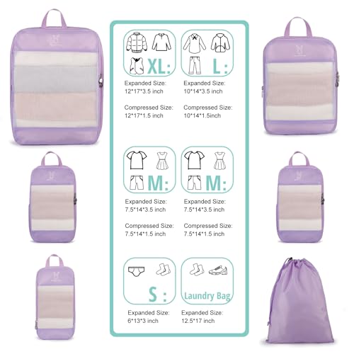6 Set Space Saving Compression Packing Cubes Lightweight Packing Cube