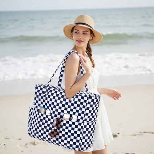 Waterproof Beach Tote Pool Bags for Women Ladies Extra Large Carry On Bag With Wet Compartment for Weekender Travel