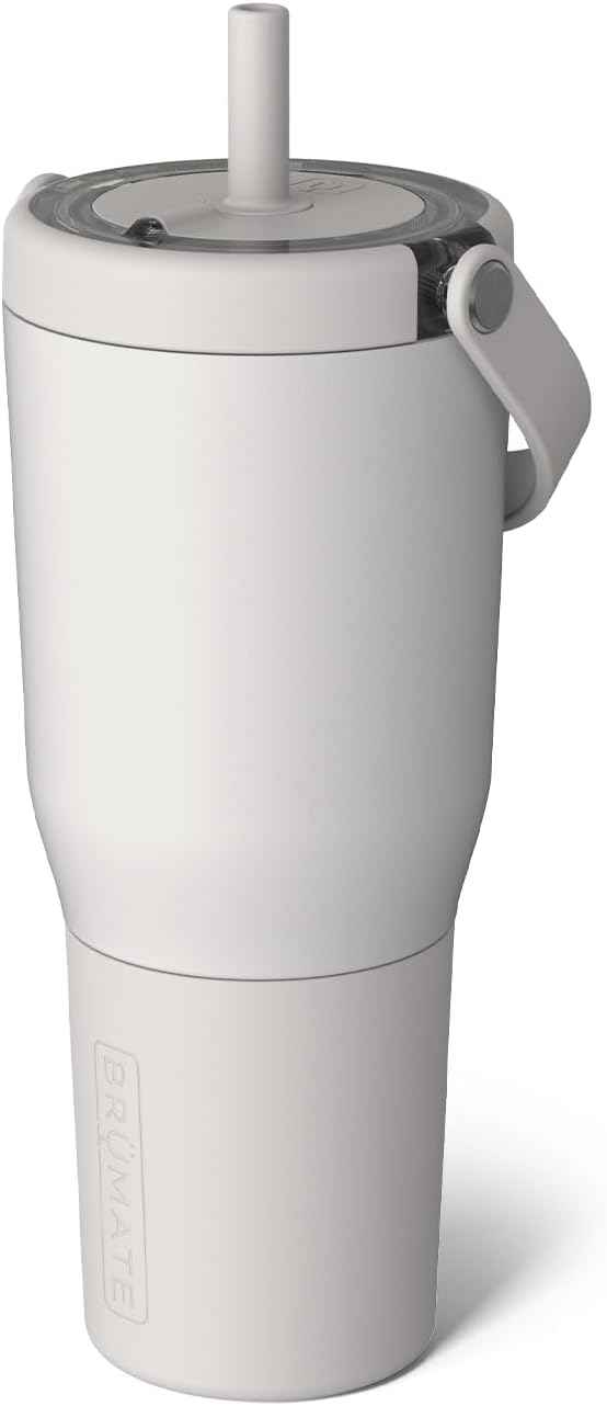 BrüMate Resa 35oz 100% Leakproof Travel Tumbler with Handle & Straw | Flexible SoftSip Straw | Silicone Sleeve for Durability | Stainless Steel | Cup Holder & Travel Friendly Water Bottle | (Dune)