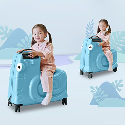 Kids Ride on Luggage with Spinner Wheels Suitcase