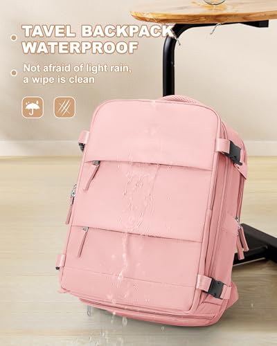 Large Travel Backpack Carry On for Women Man Gym Backpacks with Laptop Compartment Mochila de Viaje Teacher Personal Item Backpack Rucksack Airplane Accessories Must Haves Pink