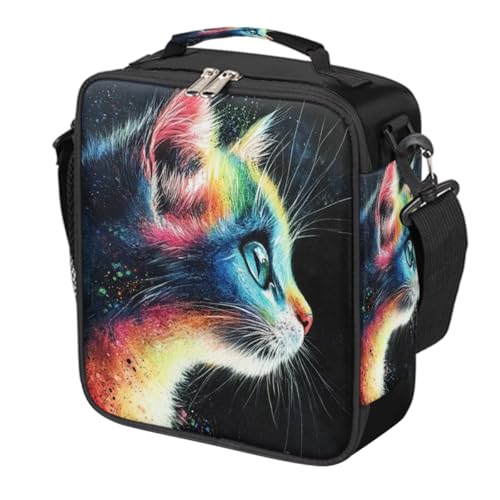 Cat Kitten Cool Kids Lunch Box for Girls Boys Reusable Insulated Lunch Bag for Kids Toddler Thermal Cooler Spacious Lunchbox with Shoulder Strap Lunchbag for School Work Picnic (A10:funny cat)