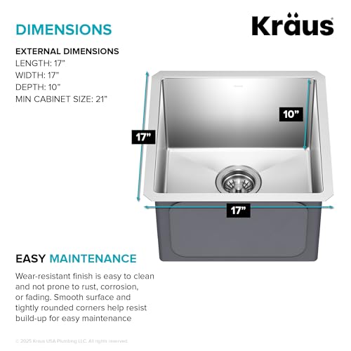 Stainless Steel 17 in 16 Gauge Undermount Sink KHU101