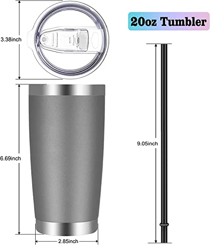 20oz Tumbler with Lid and Straw Stainless Steel Tumbler Cup Bulk Vacuum Insulated Double Wall Travel Coffee Mug Powder Coated Coffee Cup (12 Count)