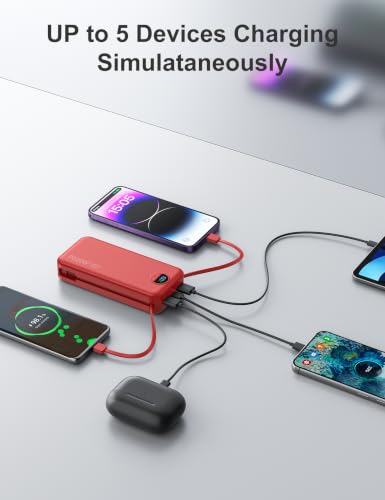 20000mAh Ultra Portable Charger Power Bank with inBuilt Cables&AC Wall Plug