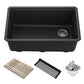 Bellucci 30” in. Undermount Workstation Granite Kitchen Sink in Metallic Black with Accessories
