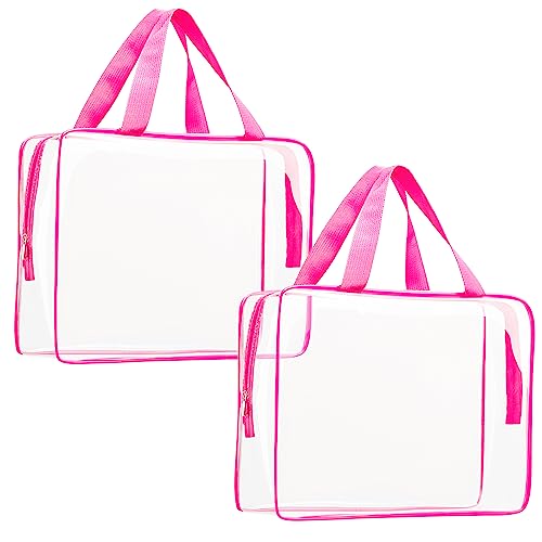 2Pcs Crystal Clear PVC Travel Toiletry Bag Kit for Women Men (2 Count)