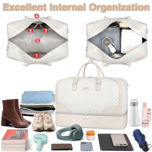 Weekender Bag for Women 21.5" Travel Duffel Large Carry On Bag 3PCS (3 Count)