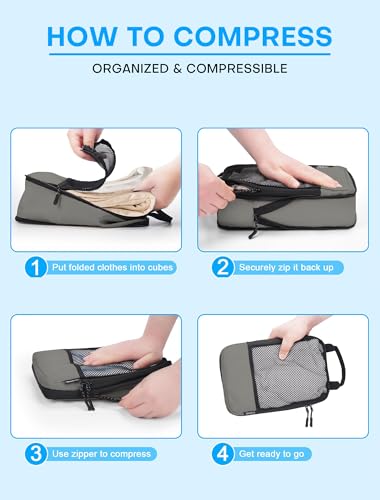 4 PCS Set Compression Packing Cubes for Travel