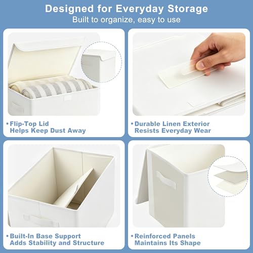 Large 17" 42 Quarts Collapsible Stackable Storage Bins with Lids [3 (3 Count)
