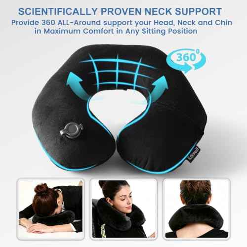 Inflatable Travel Neck & Shoulder Pillow for Airplanes & Long Trips