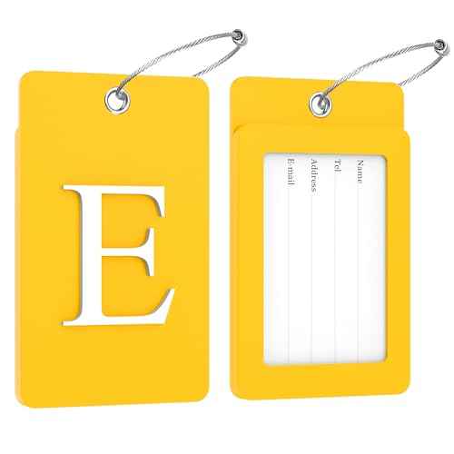 2 Pack Initial Luggage Tags for Suitcases Airplane Travel Essentials (2 Count)