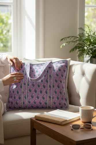 100% Cotton Quilted Tote Bag For Women