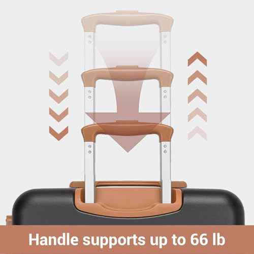 3 Piece Luggage Set carry on 20in Lightweight Travel Suitcase Black