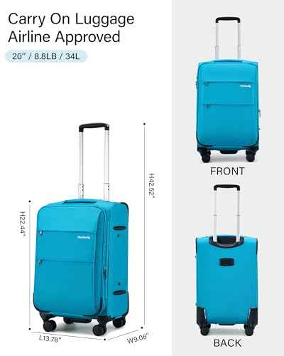 20 Inch Expandable Carry On Luggage 22x14x9 Airline Approved Softside Suitcases with Wheels Lightweight Travel Luggage Rolling Suitcase with Lock for Men and Women