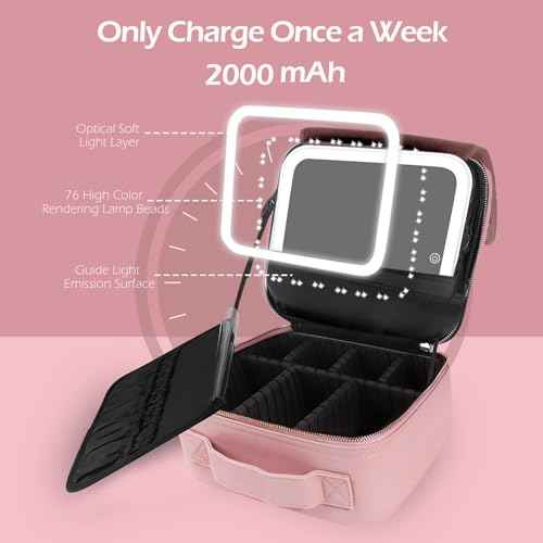 Travel Makeup Bag Cosmetic Bag Makeup Organizer Bag with Lighted Mirror