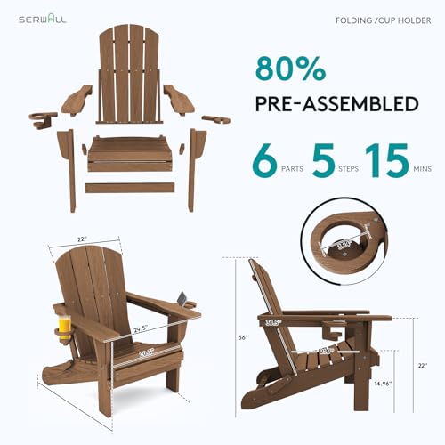 Outdoor Adirondack Chairs with 2 Cup Holders