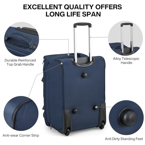 Large Expandable checked Luggage Suitcases with Wheels Foldable Duffle Bag for Travel suitcase for Women Men Garment Bag（Blue）