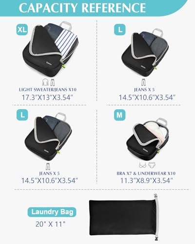5 Piece Compression Packing Cubes with Laundry Bag (5 Count)