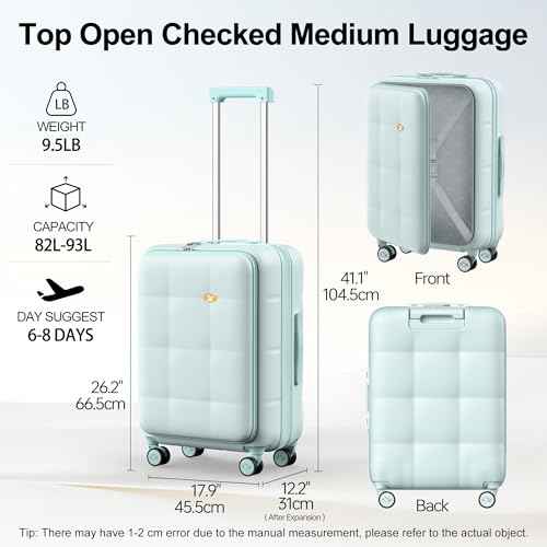 24 Inch Expandable Checked Luggage Hard Shell Suitcase