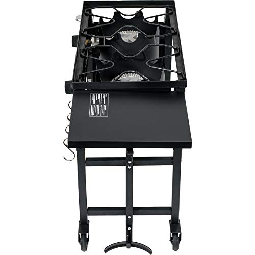 Outdoor Camping Propane Double Burner Stove Cook Cooking Station Stand Picnic BBQ Grill 58