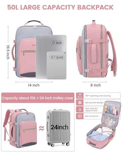 50L Travel Backpack for Women & Men