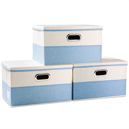 Large Foldable Storage Boxes with Lids [3 (3 Count)