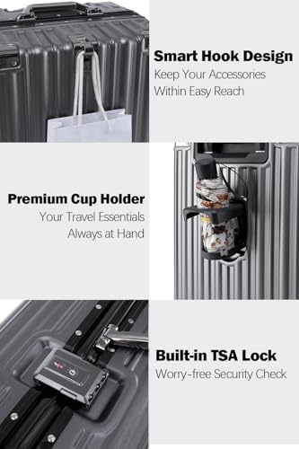 20 Inch Carry On Zipperless Luggage with Cup Holder