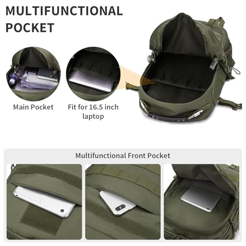 Military Tactical Backpack 40L Large Army 3 Day Pack Molle Bag Backpacks WR Hunting Rucksack