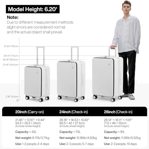 20 Inch Carry On Luggage 22x14x9 Airline Approved PC Hard Shell Suitcase Top Opening Aluminum Frame Travel Suitcases with Wheels