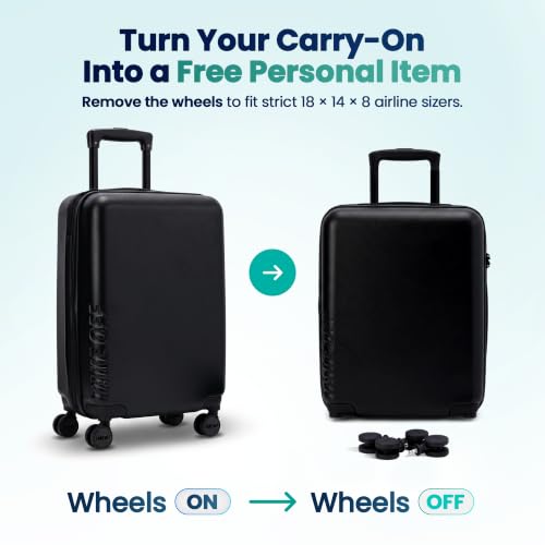 TAKE OFF 18 Inch Personal Item Suitcase Removable Wheels Underseat Bag