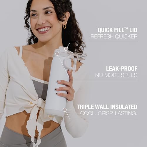 Powerfill Pro 40oz Stainless Steel Sip or Chug Water Bottle