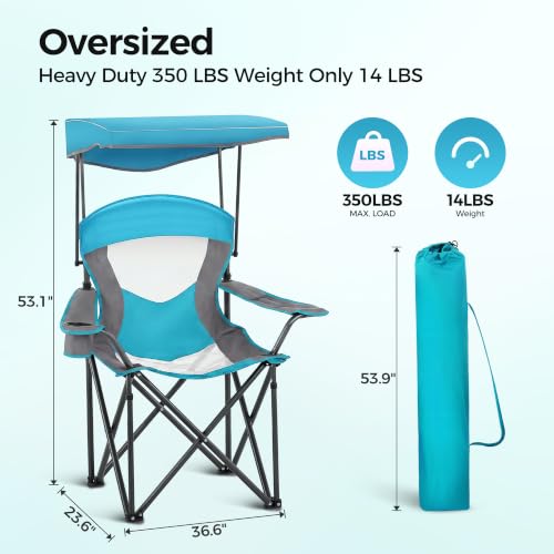 Heavy Duty Canopy Camping Chairs with Adjustable Sunshade