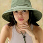Sun Hats for Women Gardening Hat Wide Brim Ponytail Beach Sun Protection Breathable Cotton Summer Hat with Fold